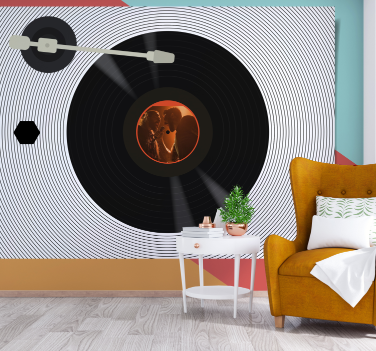 Müzik temalı duvar resmi vinyl kayıt aşkı - TenStickers