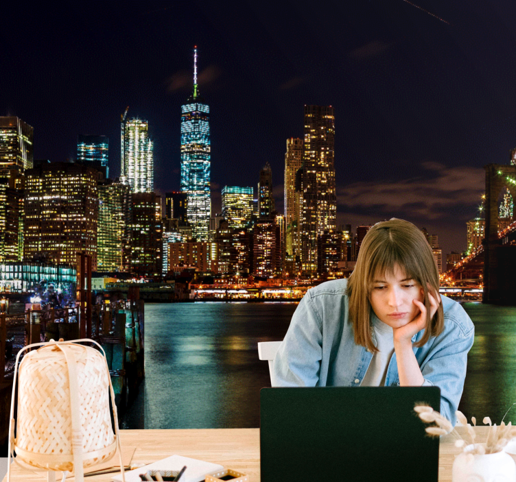 New york şehir ışıkları gece şehir duvar kağıdı - TenStickers