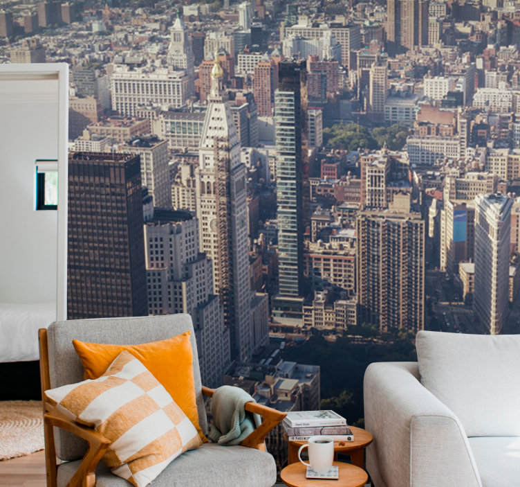 New york'un retro renkli manzarası duvar kağıdı - TenStickers