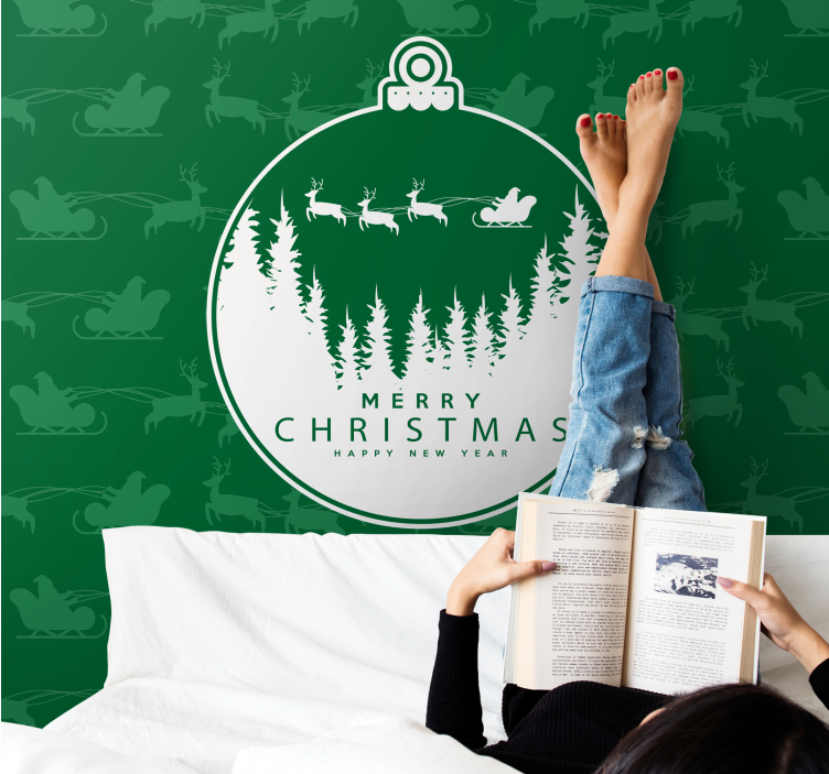 Noel duvar reslim neşeli kış manzarası - TenStickers