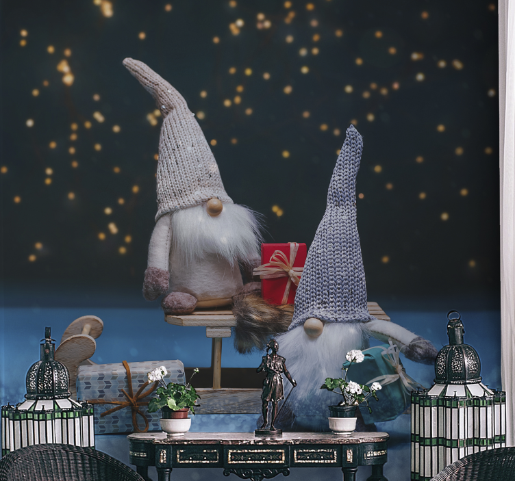 Noel duvar reslim Şen gnome kutlaması - TenStickers