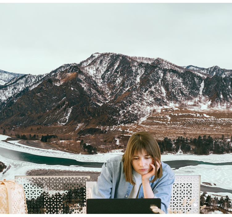 Karlı dağın tepesinde ofis duvar resmi - TenStickers