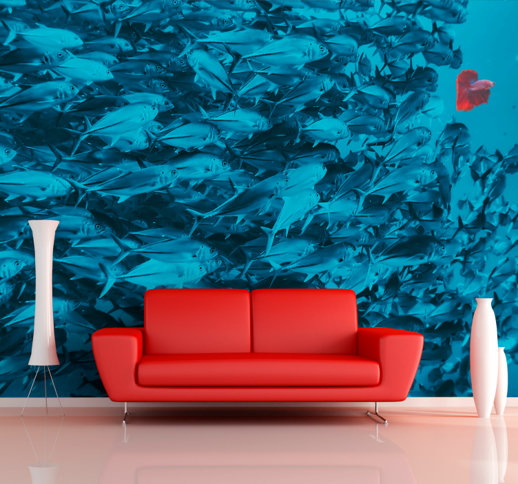 Duvar fotoğrafı okyanusta balık 3d çıkartması - TenStickers