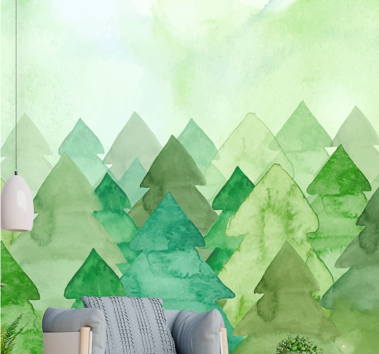 Orman duvar resmi lush green pines - TenStickers