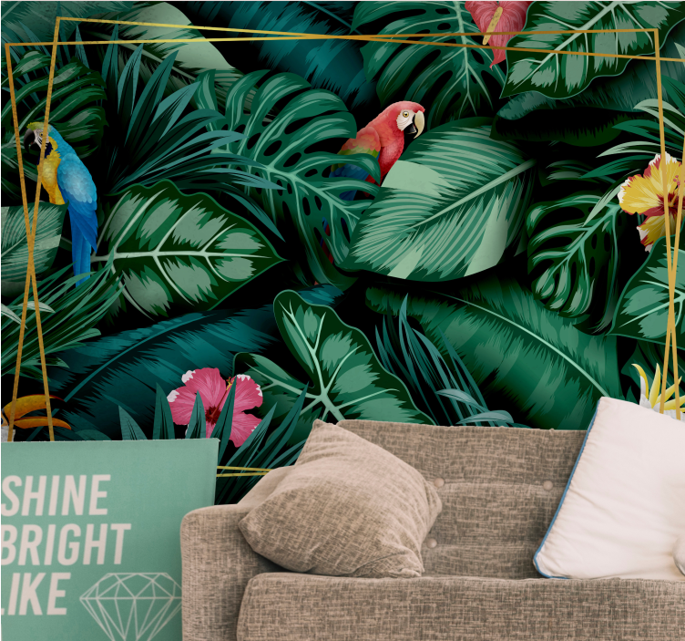 Orman duvar resmi tropikal papağan habitatı - TenStickers