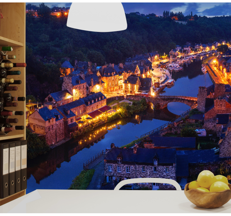 Ortaçağ köy ışıkları şehir ve ülke duvar resim - TenStickers