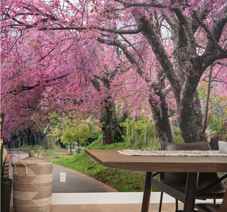 Pembe japon kiraz ağaçları duvar resmi - TenStickers