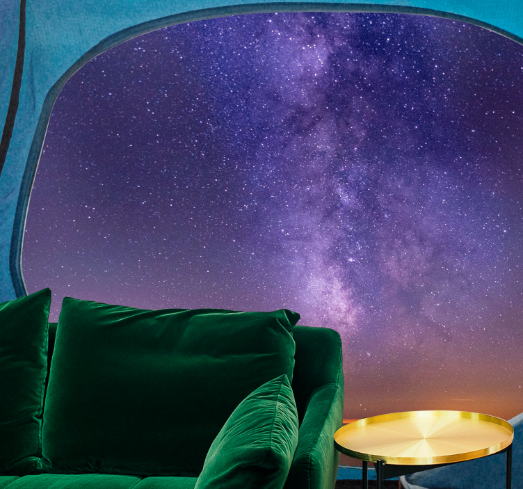 Pencere mor gökyüzü sazan 3d duvar kağıdı - TenStickers