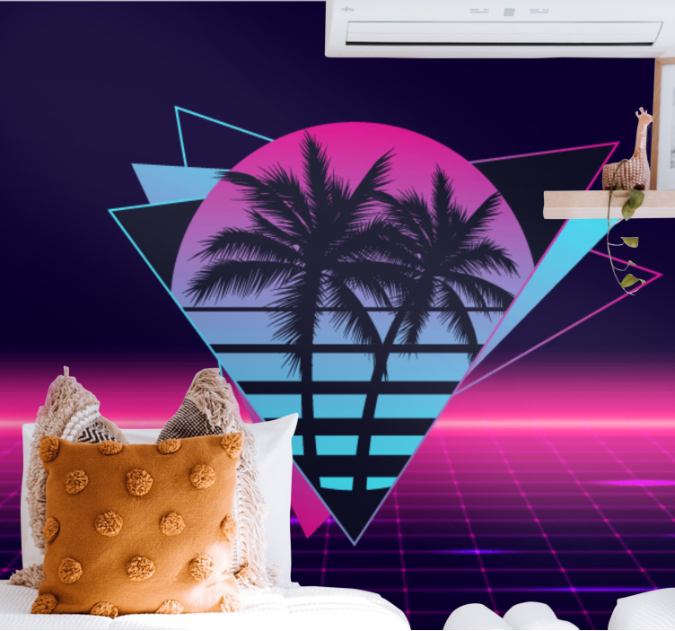 Retro palm geometri ifade duvar resim - TenStickers
