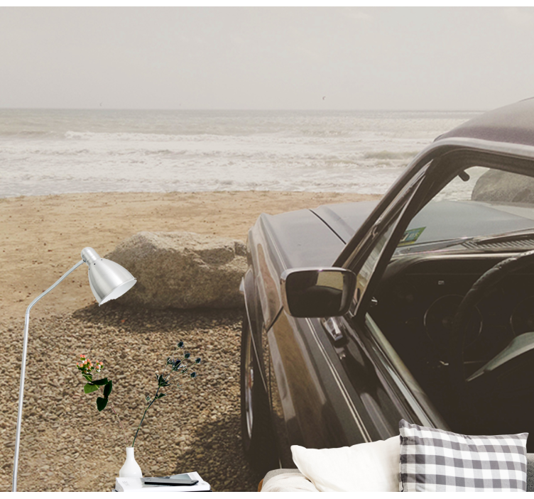 Sahilde klasik araba duvar kağıdı - TenStickers