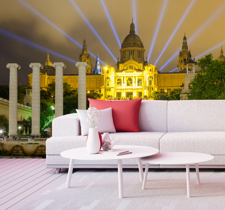 Saray montjuic gece şehir duvar resmi - TenStickers