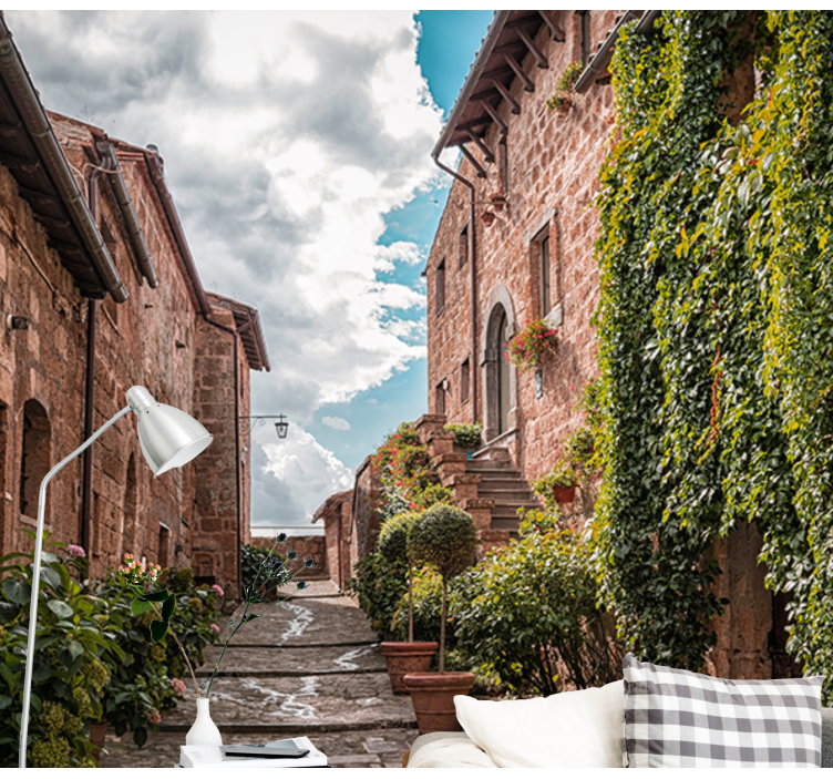 Sarmaşık kaplı ev oturma odası duvar resmi - TenStickers