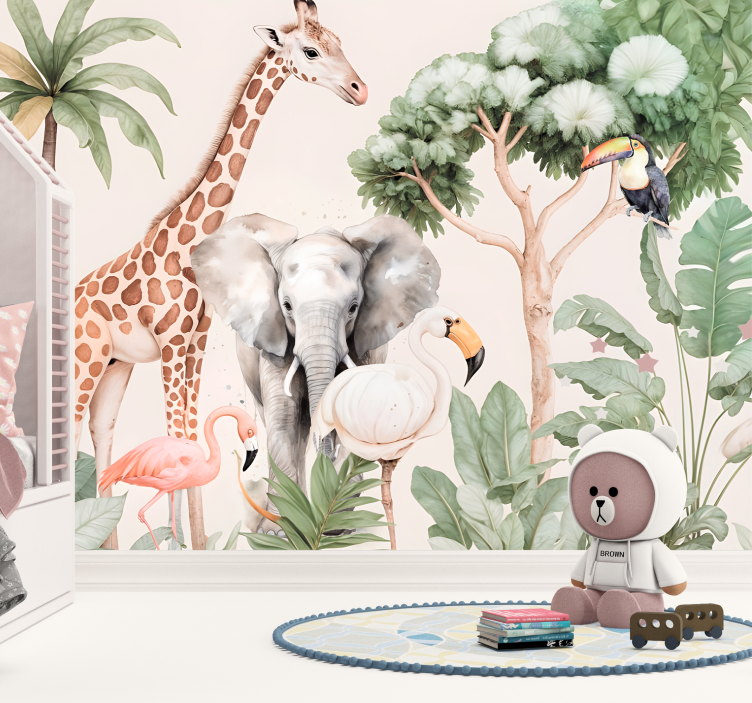 Savan manzarası hayvan duvar reslim - TenStickers