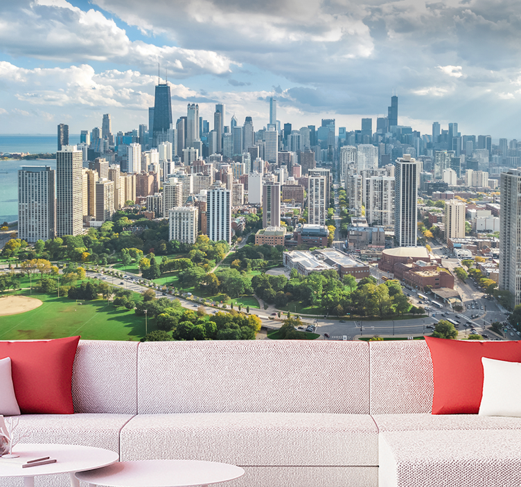 şehir duvar resmi chicago şehir ve lincoln park - TenStickers
