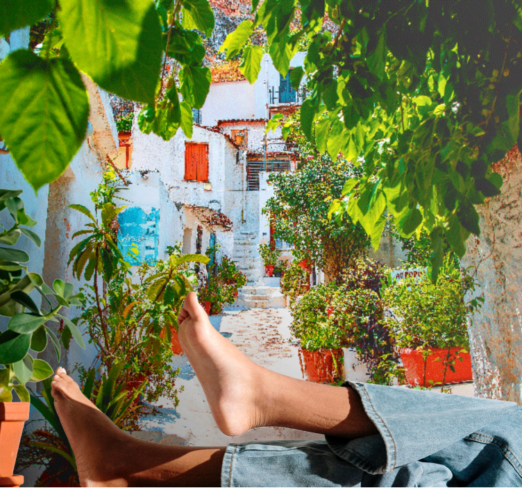 Şehir ve ülke duvar resmi - cazibeli akdeniz sokağı - TenStickers