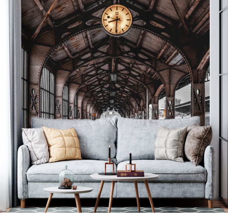 Şehir ve ülke duvar resmi clocked station archway - TenStickers