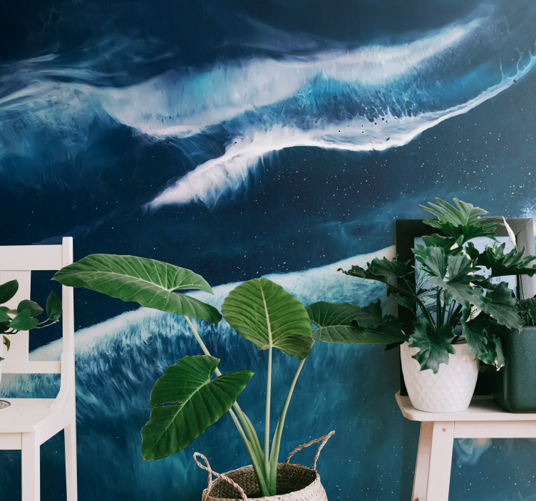 Suluboya tonlarında deniz dalgaları deniz duvar resmi - TenStickers