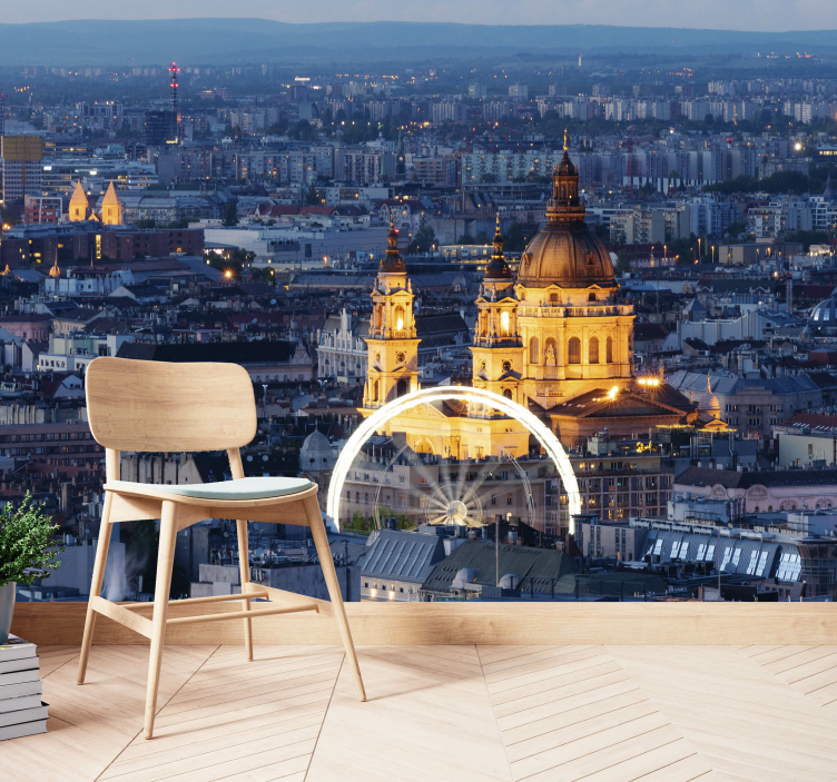 Tarihi budapeşte gece manzarası şehir ve ülke duvar resim - TenStickers