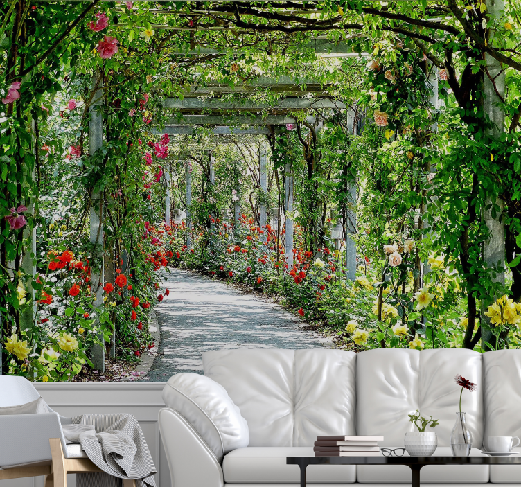 Tünelde 3 boyutlu çiçekler 3 boyutlu duvar kağıdı - TenStickers