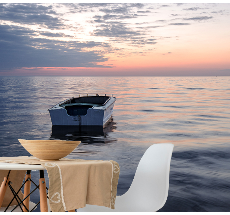 Yalnız tekne göl deniz duvar resmi - TenStickers