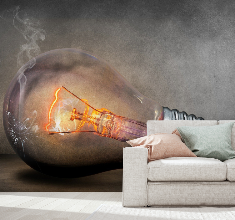 Yanmış lamba modern duvar duvar kağıdı - TenStickers