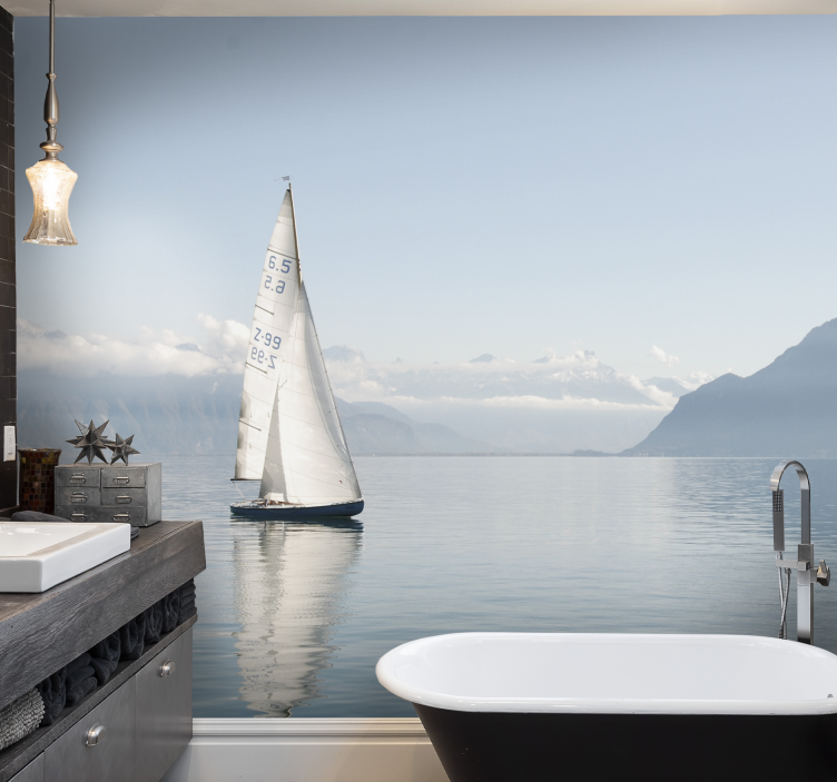 Yelkenli tekne denizin altında huzurlu deniz duvar resmi - TenStickers