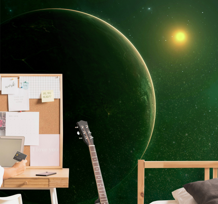 Yeşil gezegen uydu uzay duvar resmi - TenStickers