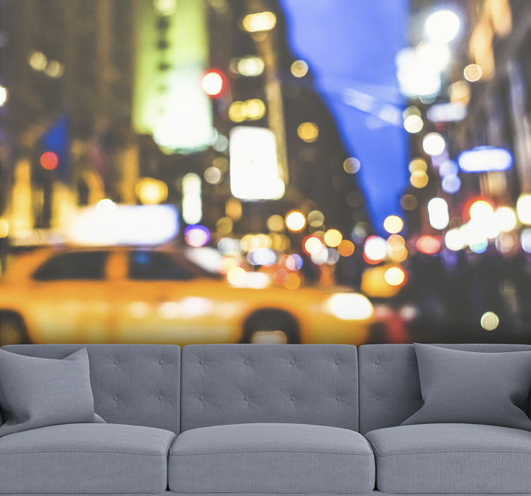 Yoğun kent gecesi şehir ve ülke duvar resim - TenStickers