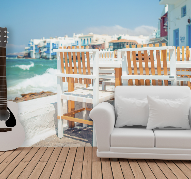 Yunan cafe manzara duvar resmi - TenStickers