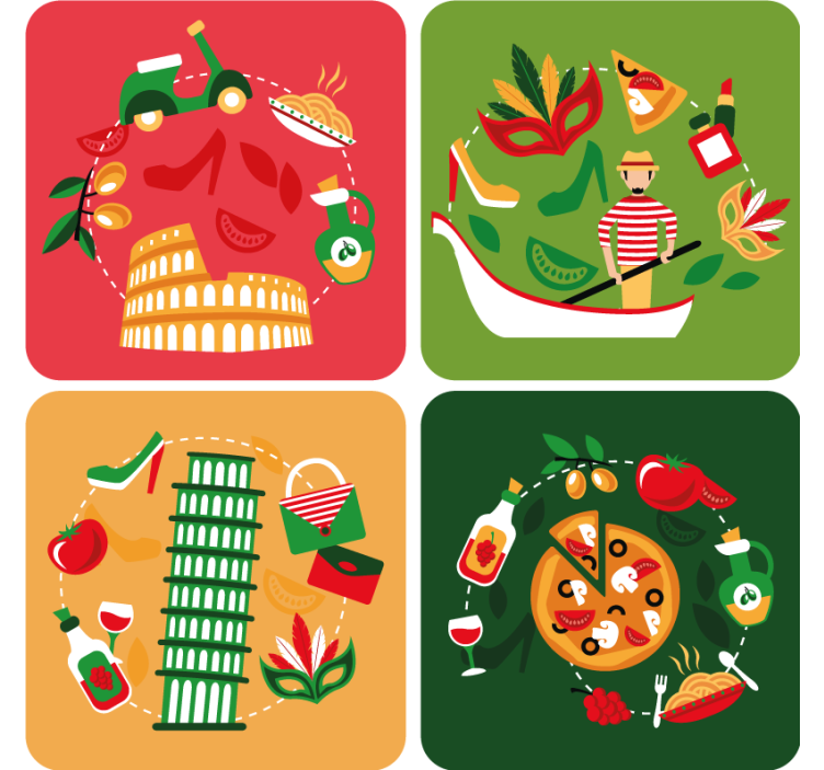 Italya'nın en ünlü simgeleri daha fazla bardak altlığı - TenStickers