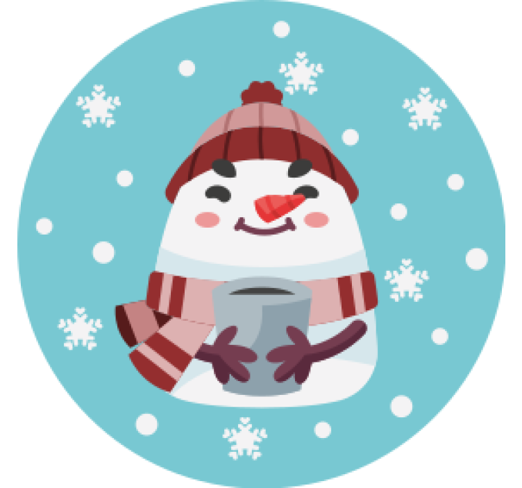 Kardan adam, içinde, lâ notasi, kırmızı eşarp, noel coaster - TenStickers