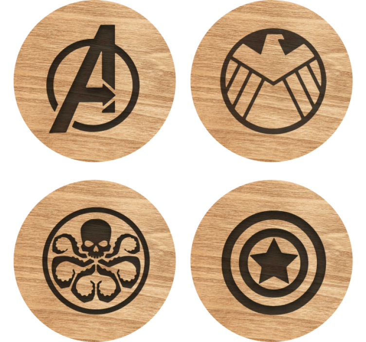Avengers bardak altlıkları set geek bardak altlıkları - TenStickers