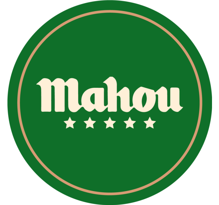 Bir set masa bira paspasları üzerinde mahou logosu - TenStickers