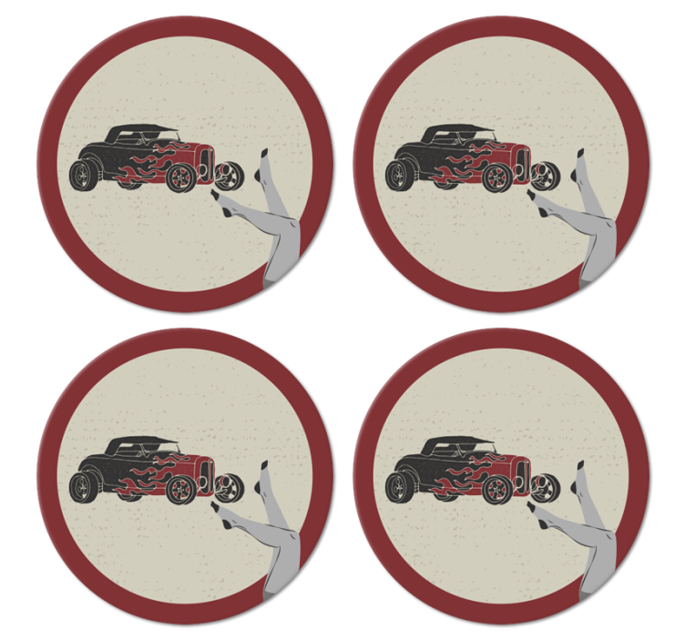 Kız bacakları ve araba vintage coaster - TenStickers