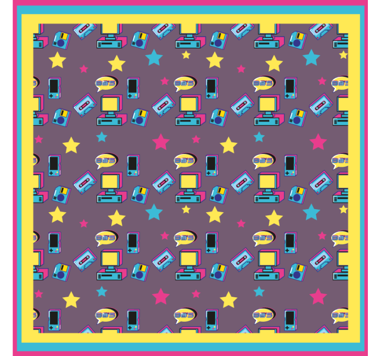 Ucube bardak altlığı retro teknoloji deseni - TenStickers