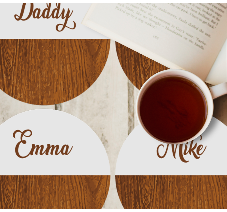 Ahşap mermer kişiye özel bardak altlıkları - TenStickers