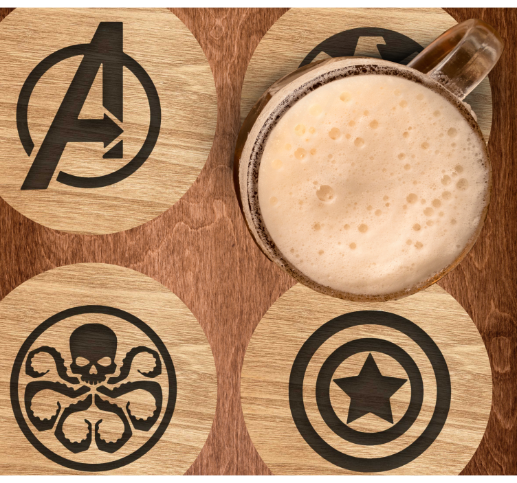 Avengers bardak altlıkları set geek bardak altlıkları - TenStickers