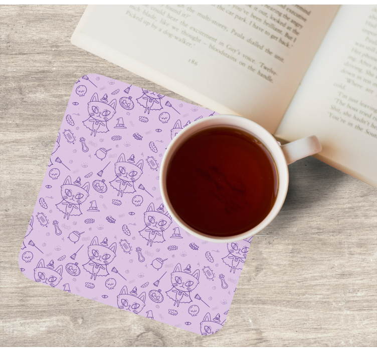 Cadı kedi çizgi film modern coaster - TenStickers