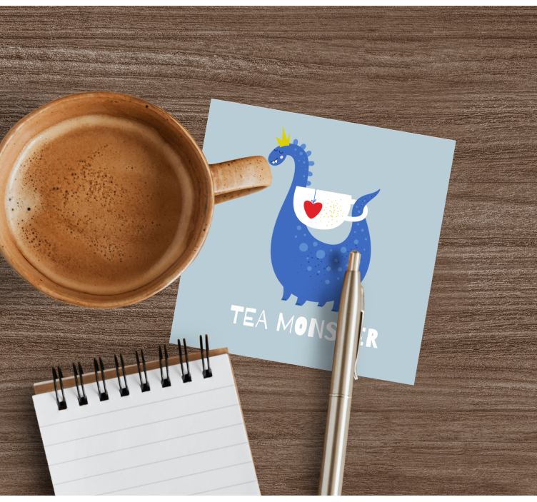 çay canavarı inek bardak altlıkları - TenStickers