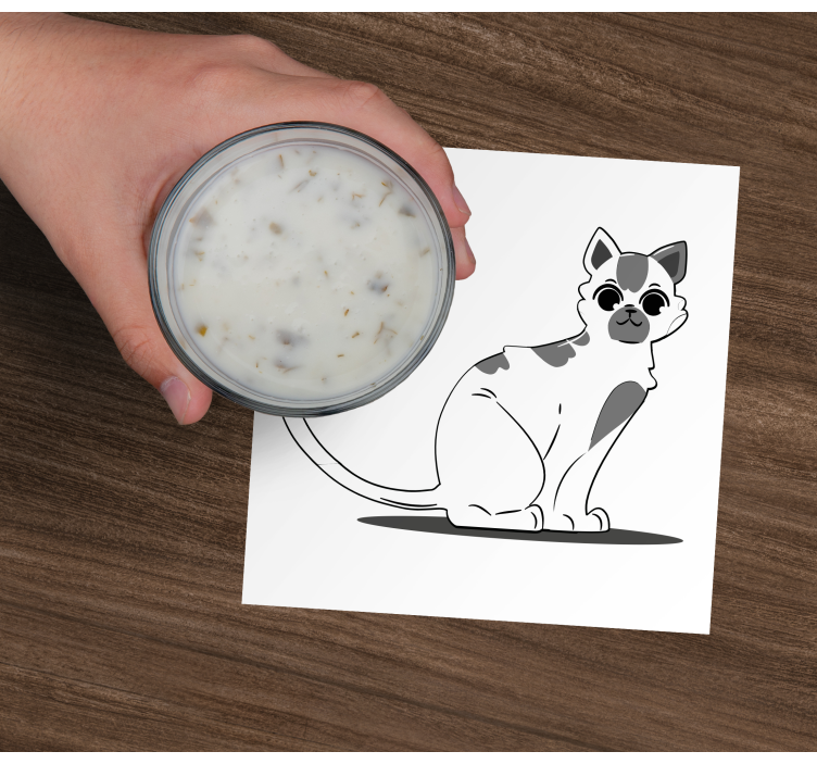 çizilmiş kedi vintage coaster - TenStickers