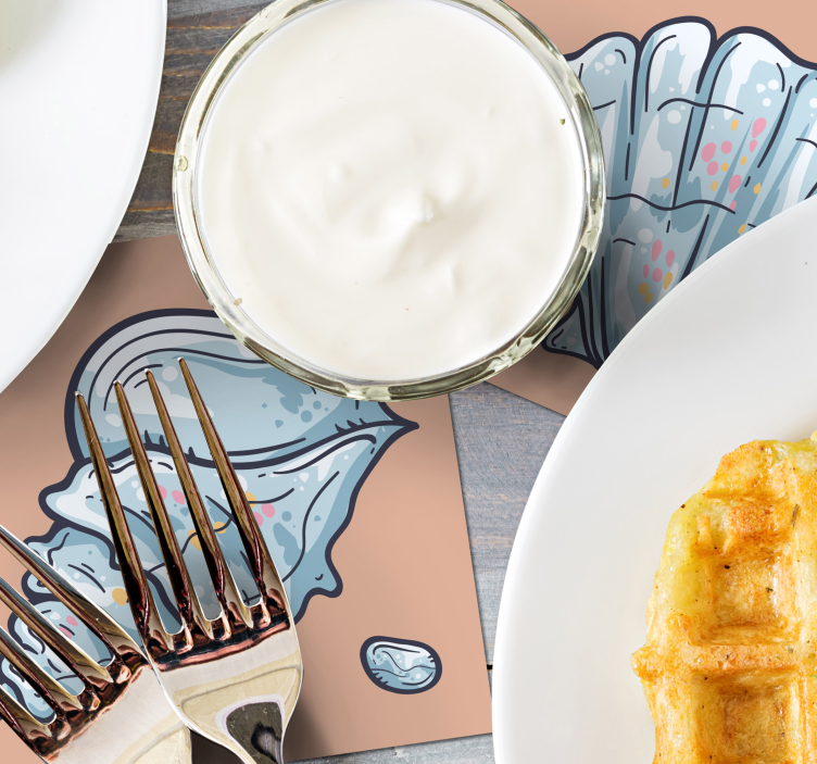 Deniz kabuğu eskizleri deniz kabuğu bardak altlıkları - TenStickers