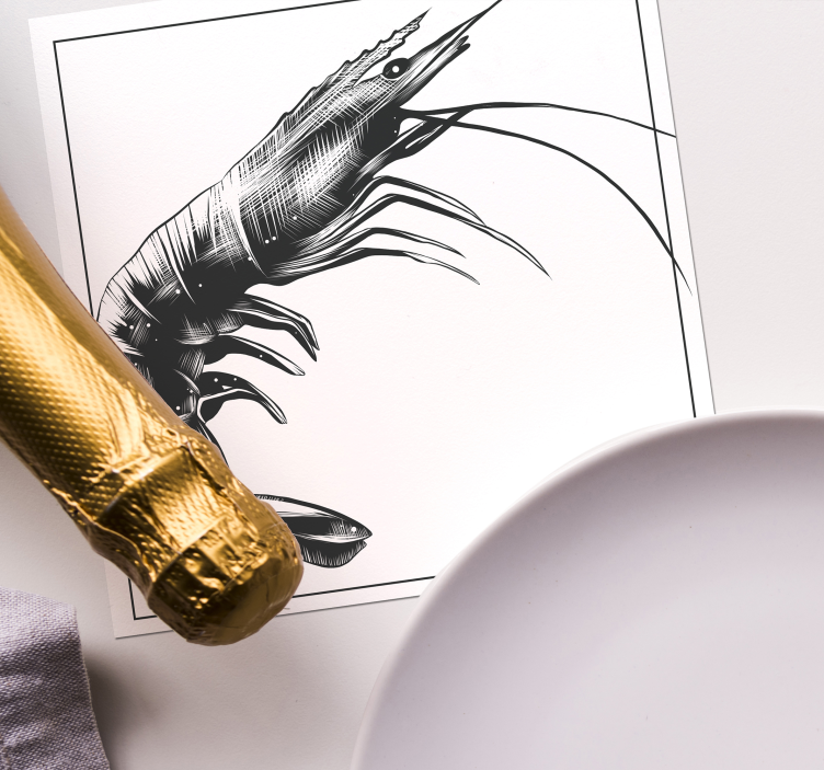 Güzel elle çizilmiş karides balık altlığı - TenStickers