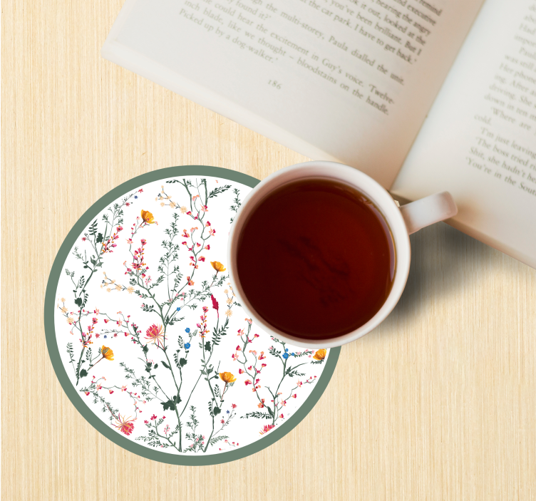 Ince minimalist bahçe çiçekleri modern coaster - TenStickers