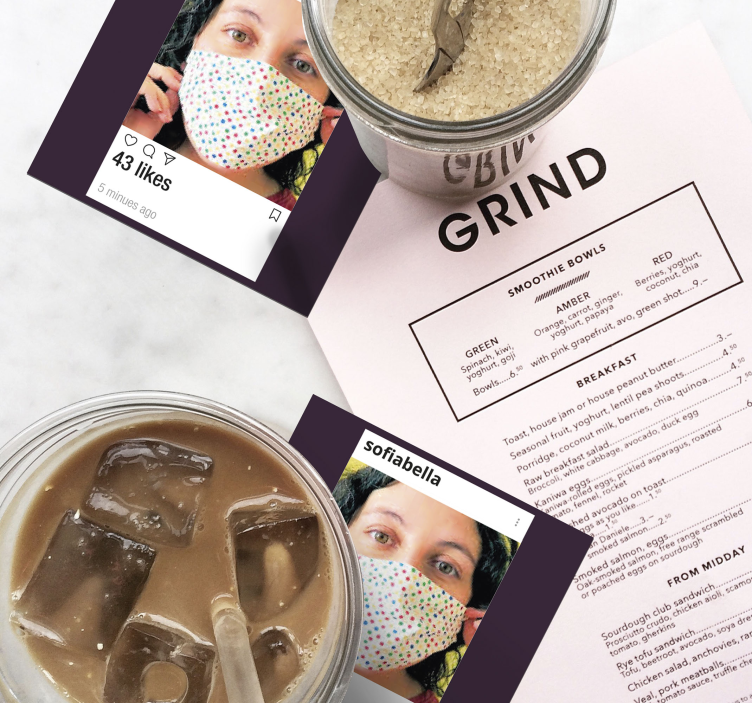 Instagram ile fotoğraf ve metin özel bardak altlığı - TenStickers