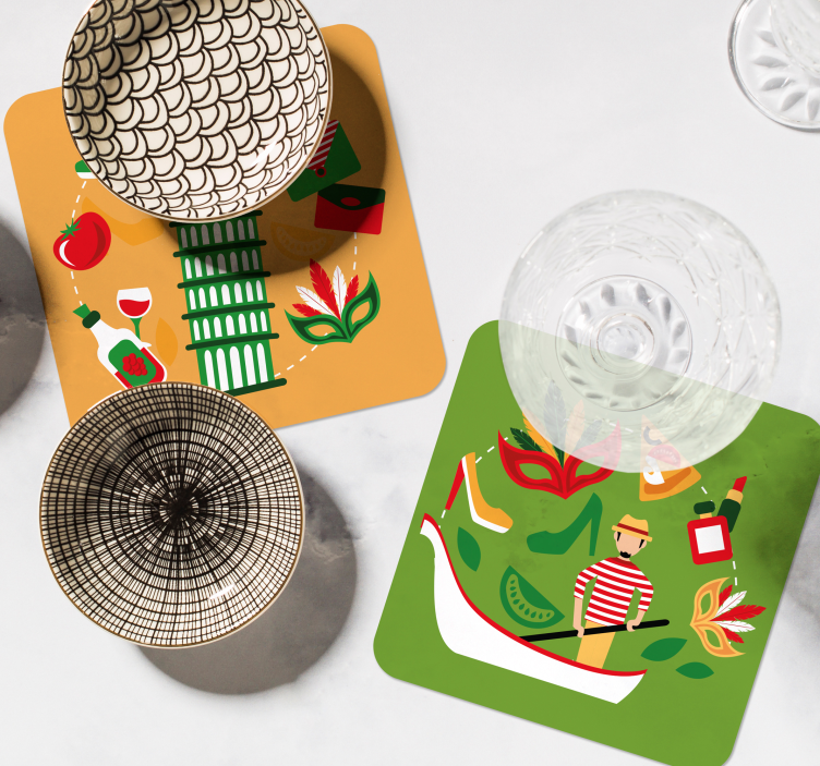 Italya'nın en ünlü simgeleri daha fazla bardak altlığı - TenStickers