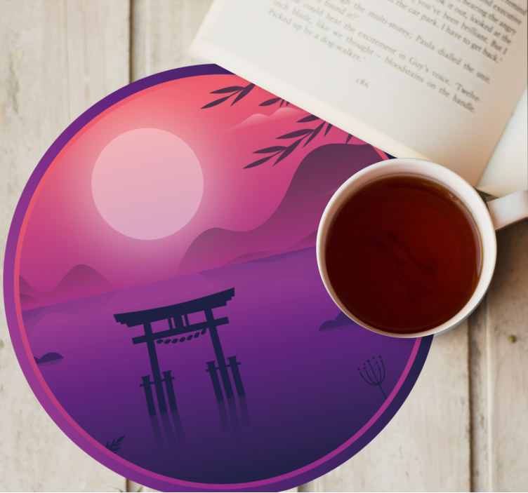 Japon mor manzara bağbozumu coaster - TenStickers