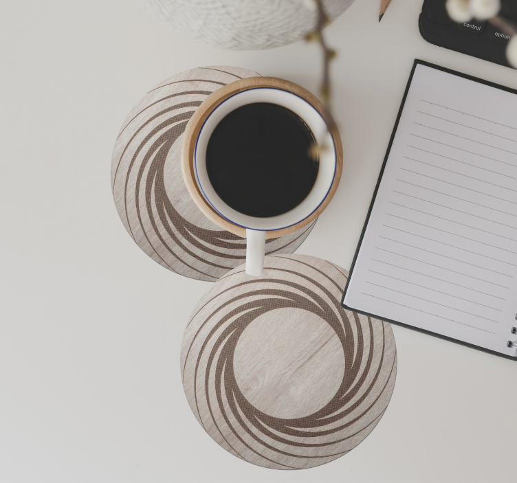 Kahverengi ahşap girdap modern bardak altlığı - TenStickers