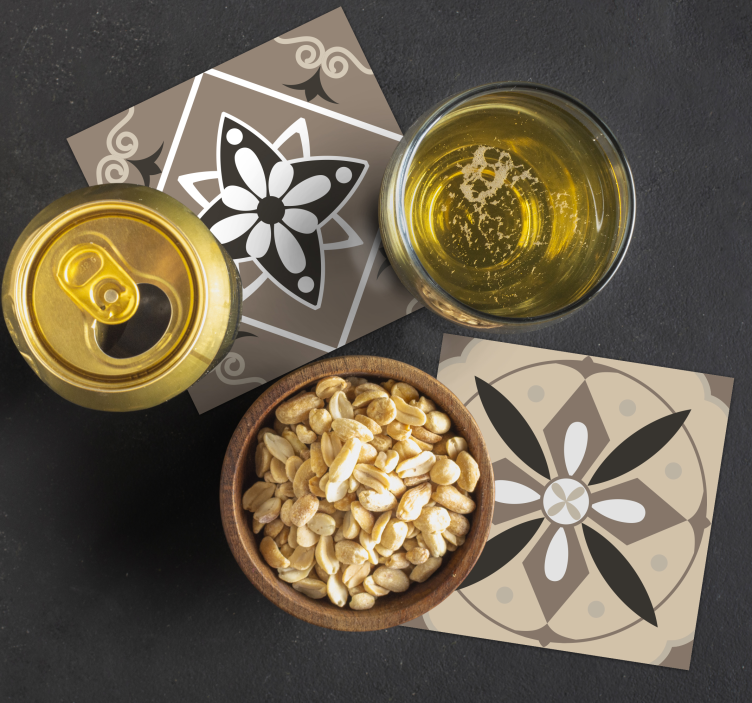 Kahverengi klasik fayans bardak altlıkları - TenStickers