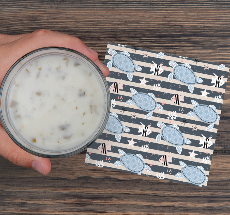 Kaplumbağalar ve çizgili desenler daha fazla bardak altlığı - TenStickers