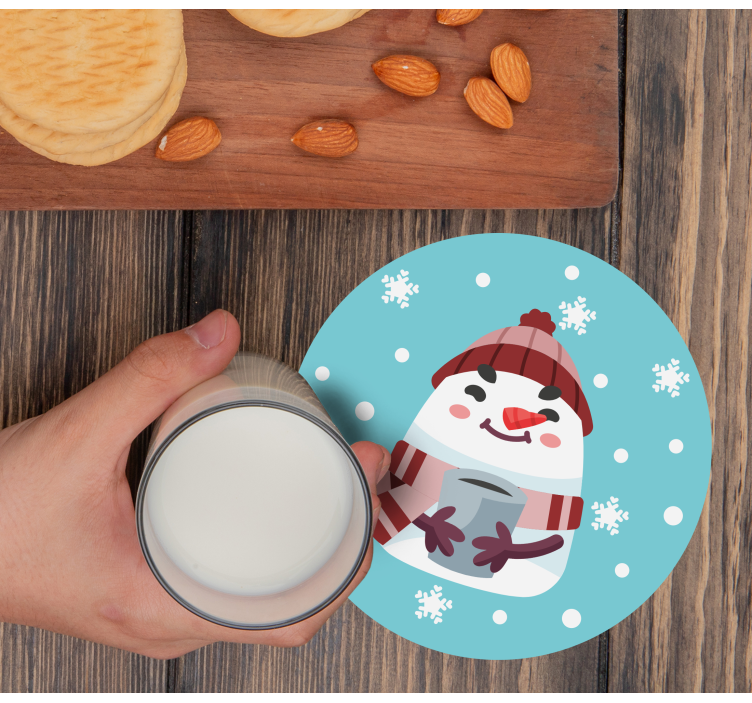 Kardan adam, içinde, lâ notasi, kırmızı eşarp, noel coaster - TenStickers